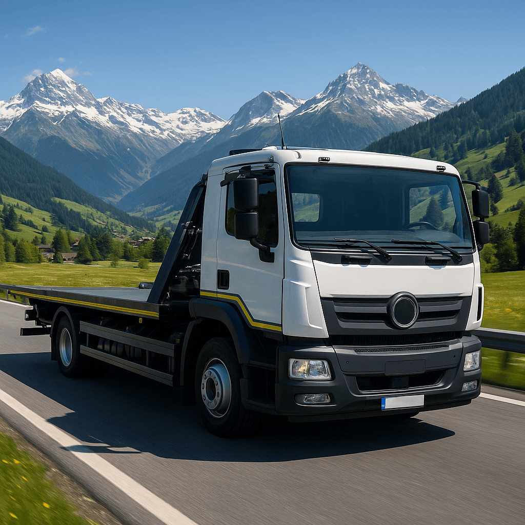 Moderne Abschlepphilfe auf Schweizer Autobahn